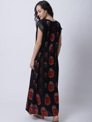 round neck printed nighty - 18607419 - Standard Image - 2