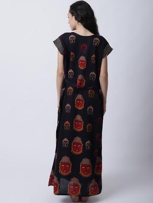 round neck printed nighty - 18607419 - Standard Image - 3