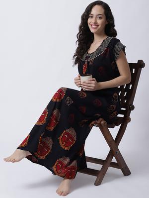 round neck printed nighty - 18607419 - Standard Image - 4