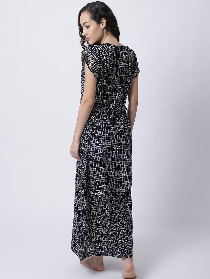 round neck printed nighty - 18607420 - Zoom Image - 2