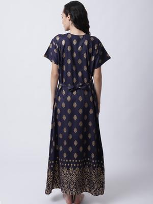 v-neck printed nighty - 18607421 - Standard Image - 3