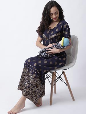 v-neck printed nighty - 18607421 - Standard Image - 4