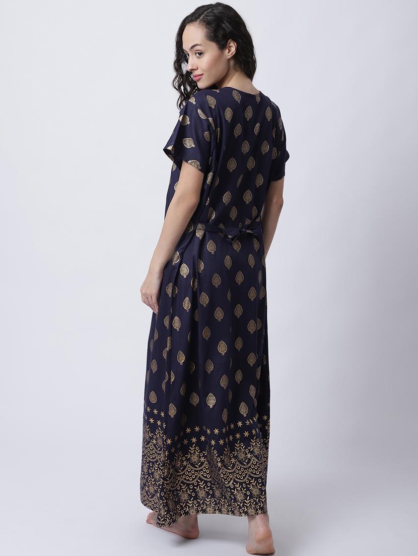 v-neck printed nighty - 18607421 - Zoom Image - 2