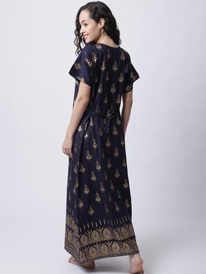 v-neck printed nighty - 18607422 - Standard Image - 3