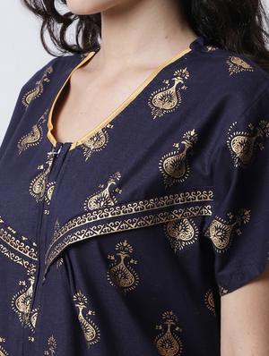 v-neck printed nighty - 18607422 - Standard Image - 6