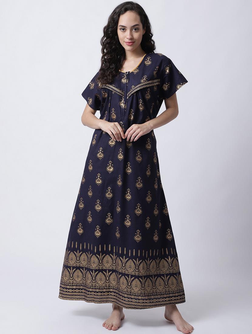 v-neck printed nighty - 18607422 - Zoom Image - 1