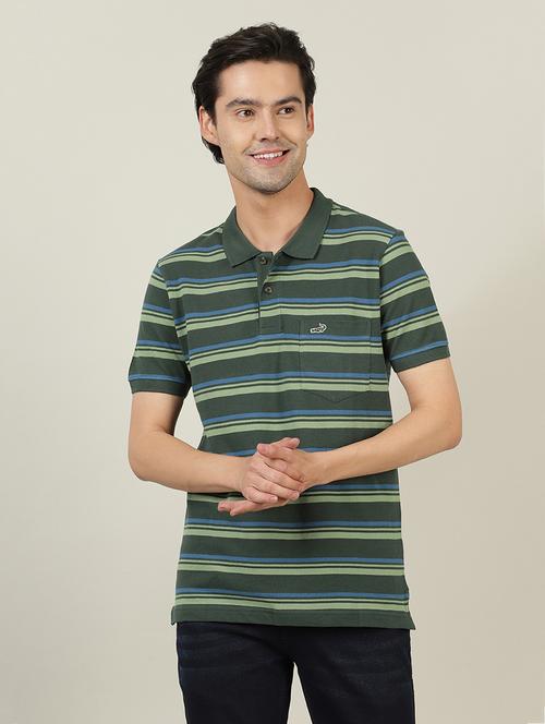 olive striped polo t-shirt - 18614348 - Standard Image - 1
