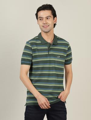 olive striped polo t-shirt - 18614348 - Standard Image - 2