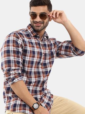 brown checkered casual shirt - 18615411 - Standard Image - 2
