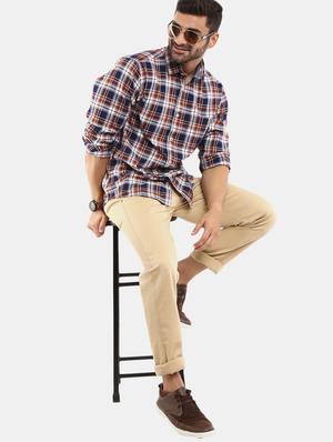 brown checkered casual shirt - 18615411 - Standard Image - 5
