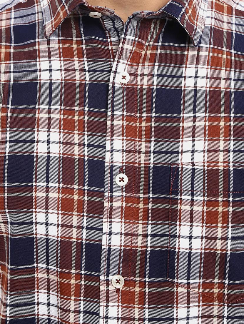 brown checkered casual shirt - 18615411 - Zoom Image - 6