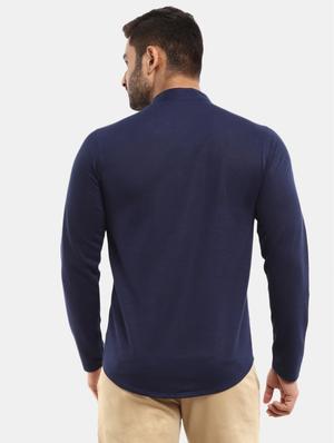 navy blue solid casual shirt - 18617583 - Standard Image - 3