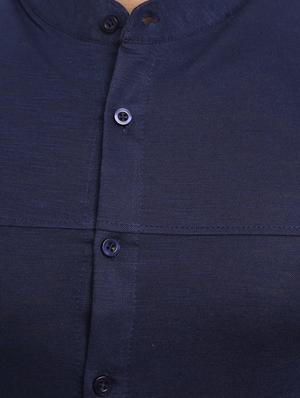 navy blue solid casual shirt - 18617583 - Standard Image - 5