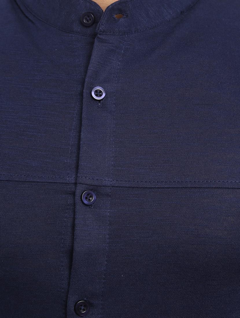 navy blue solid casual shirt - 18617583 - Zoom Image - 5