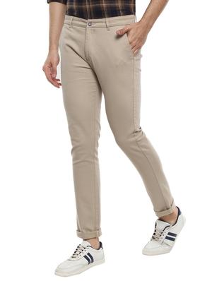 beige solid chinos casual trouser - 18620366 - Standard Image - 2