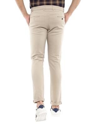 beige solid chinos casual trouser - 18620366 - Standard Image - 3