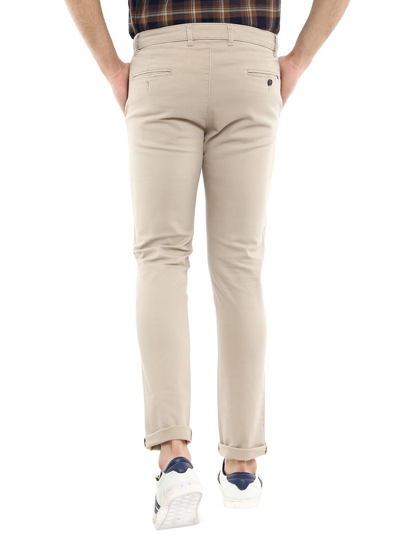 beige solid chinos casual trouser - 18620366 - Zoom Image - 3
