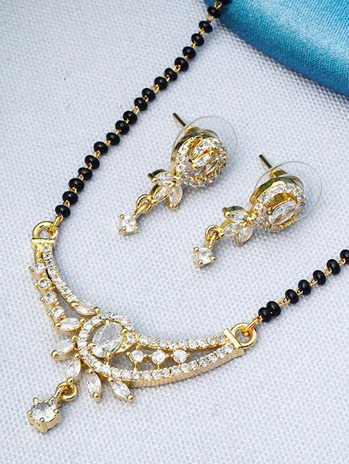 gold plated mangalsutra earring set - 18621981 - Standard Image - 1