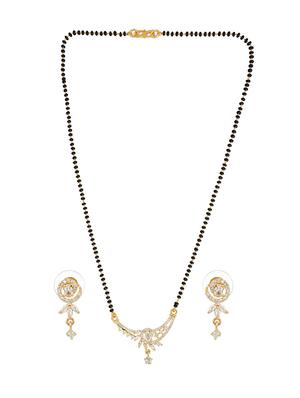 gold plated mangalsutra earring set - 18621981 - Standard Image - 2