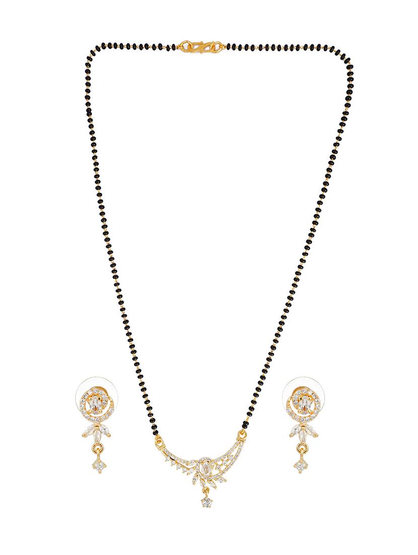 gold plated mangalsutra earring set - 18621981 - Zoom Image - 2
