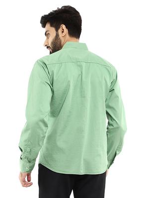 green solid casual shirt - 18622581 - Standard Image - 3