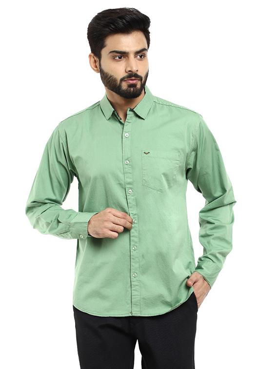 green solid casual shirt - 18622581 - Zoom Image - 1