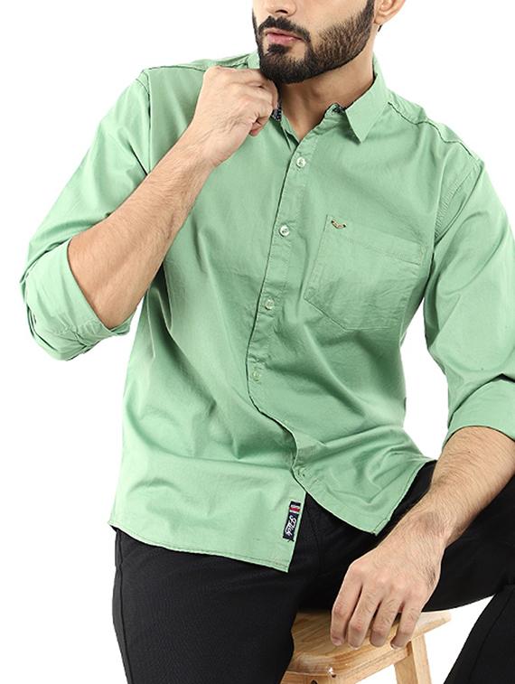 green solid casual shirt - 18622581 - Zoom Image - 2