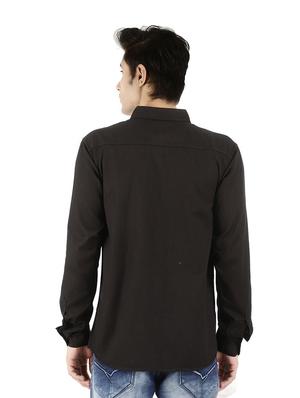black solid casual shirt - 18622585 - Standard Image - 2
