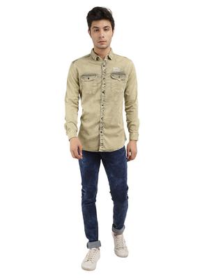 gold denim casual shirt - 18622586 - Standard Image - 3