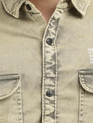 gold denim casual shirt - 18622586 - Standard Image - 4