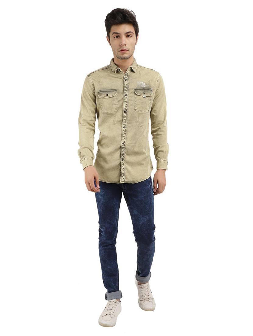 gold denim casual shirt - 18622586 - Zoom Image - 3