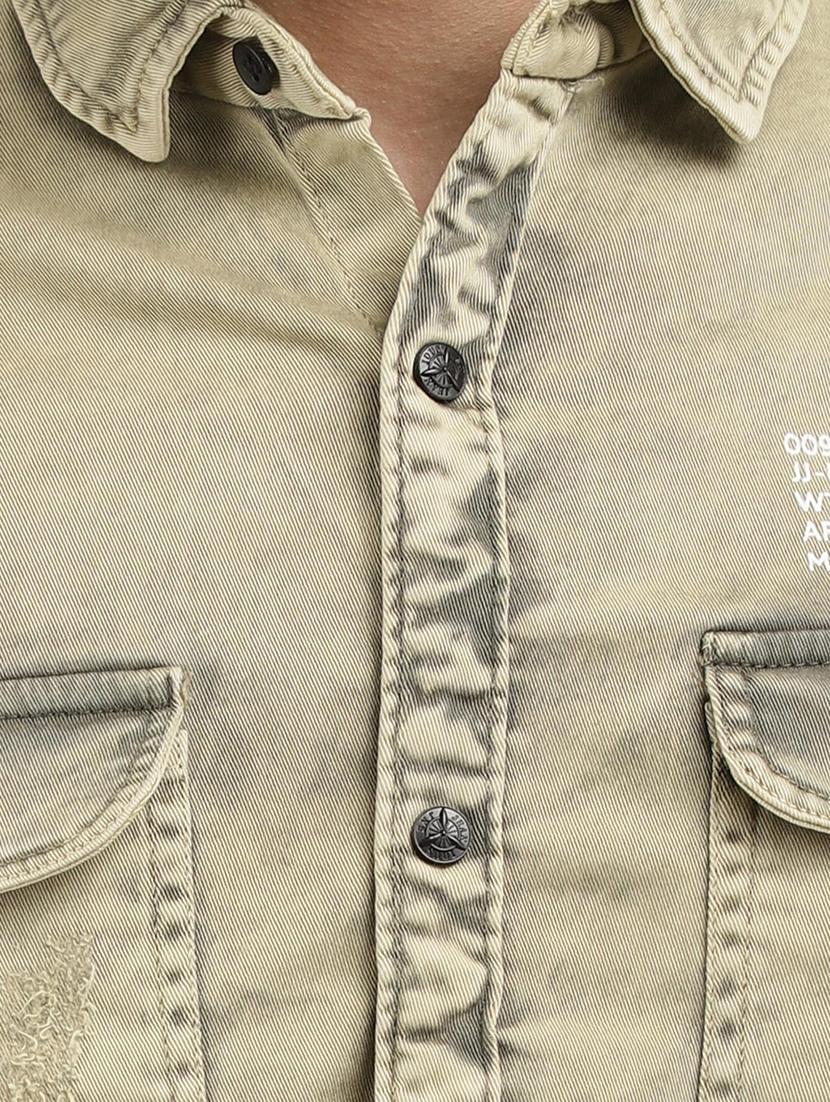 gold denim casual shirt - 18622586 - Zoom Image - 4
