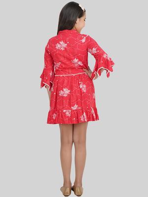girls bell sleeved floral printed frock - 18627079 - Standard Image - 3