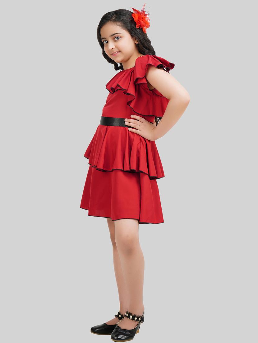girls off shoulder solid layered frock - 18627086 - Zoom Image - 2