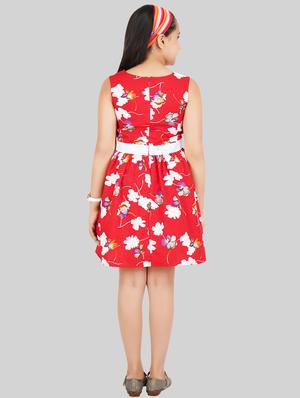 girls round neck floral frock - 18627109 - Standard Image - 3