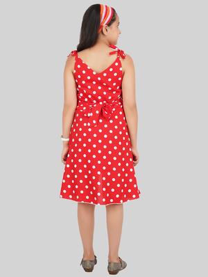 girls tie up neck polka dots frock - 18627115 - Standard Image - 3