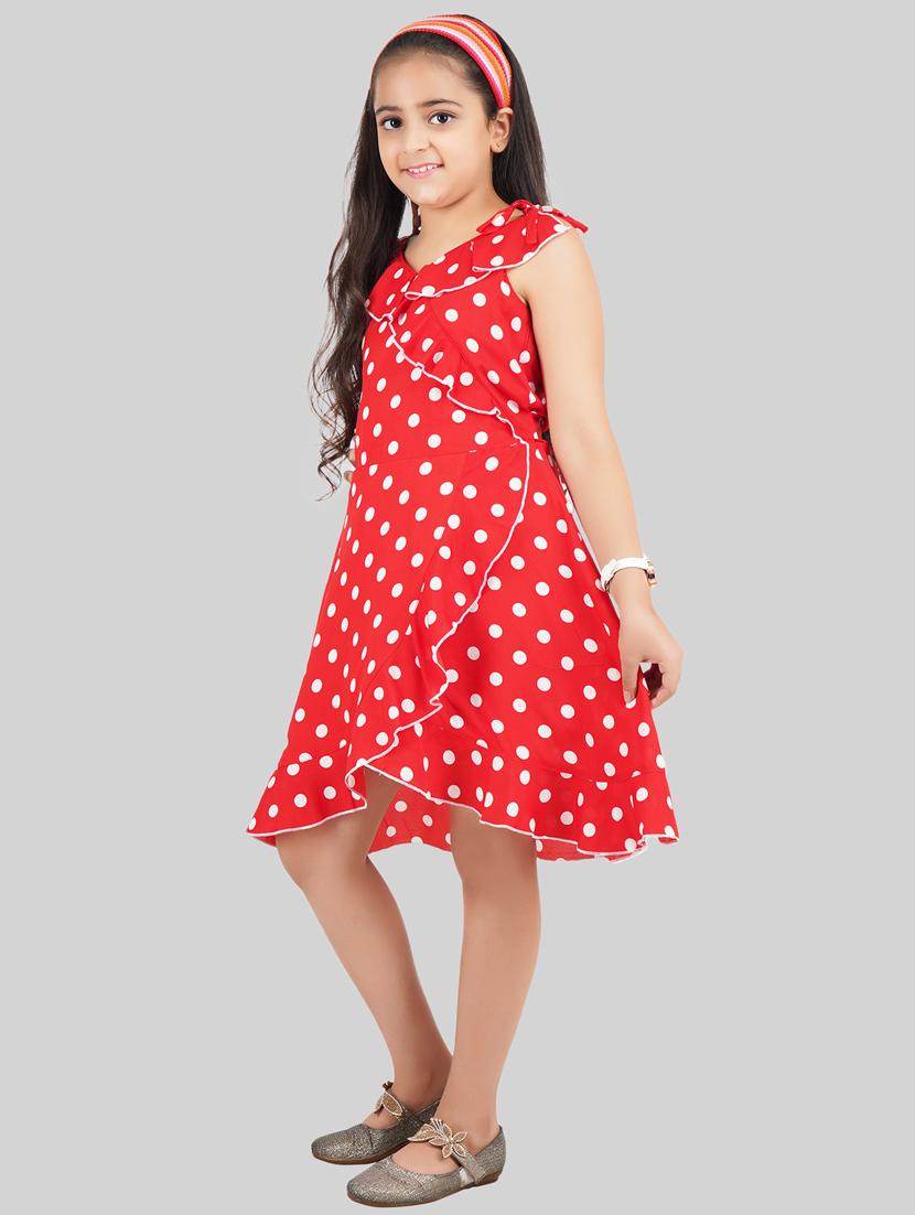 girls tie up neck polka dots frock - 18627115 - Zoom Image - 2