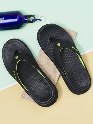 black pvc slip on flip flops - 18627714 - Standard Image - 2