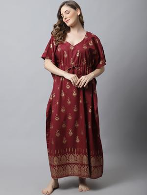 drawstring waist foil printed kaftan - 18629800 - Standard Image - 2