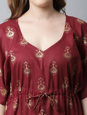 drawstring waist foil printed kaftan - 18629800 - Standard Image - 5