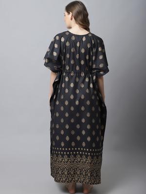 drawstring waist foil printed kaftan - 18629802 - Standard Image - 3