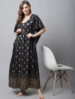drawstring waist foil printed kaftan - 18629802 - Standard Image - 4