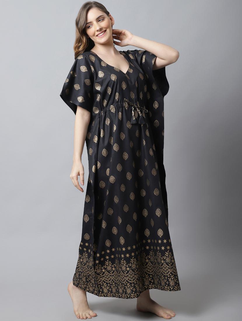 drawstring waist foil printed kaftan - 18629802 - Zoom Image - 2