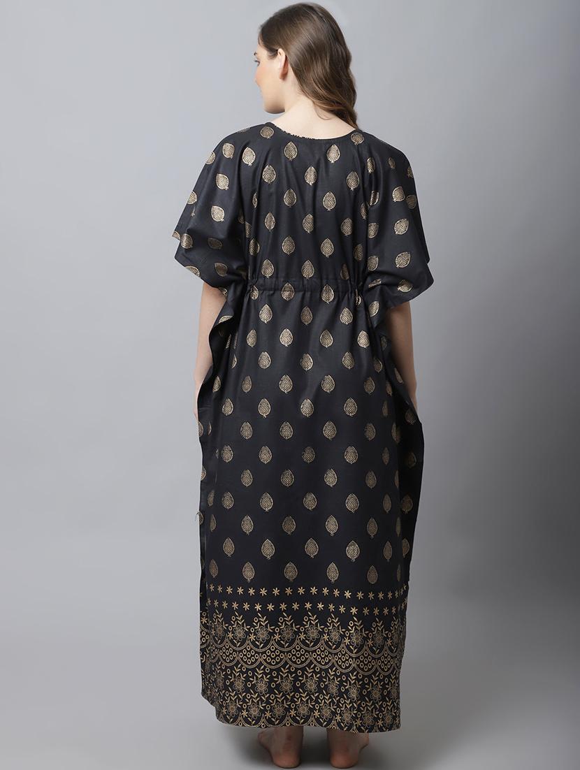 drawstring waist foil printed kaftan - 18629802 - Zoom Image - 3