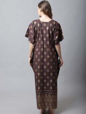 drawstring waist foil printed kaftan - 18629803 - Standard Image - 3