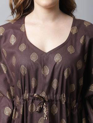 drawstring waist foil printed kaftan - 18629803 - Standard Image - 5