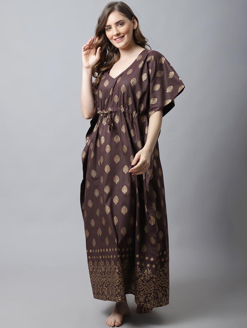 drawstring waist foil printed kaftan - 18629803 - Zoom Image - 1
