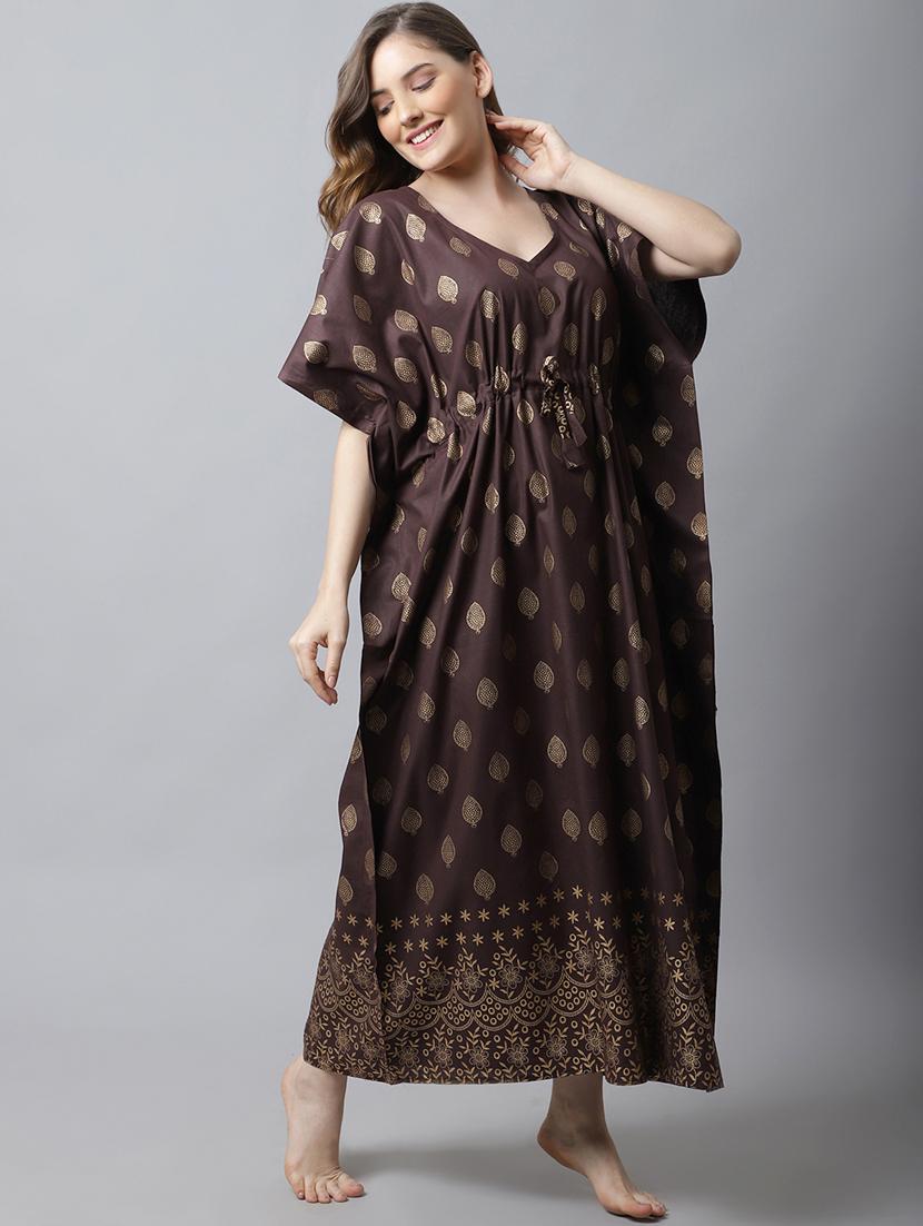 drawstring waist foil printed kaftan - 18629803 - Zoom Image - 2