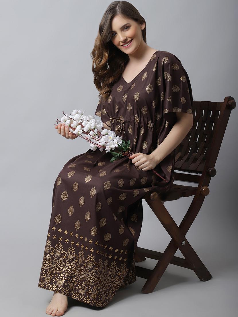 drawstring waist foil printed kaftan - 18629803 - Zoom Image - 4