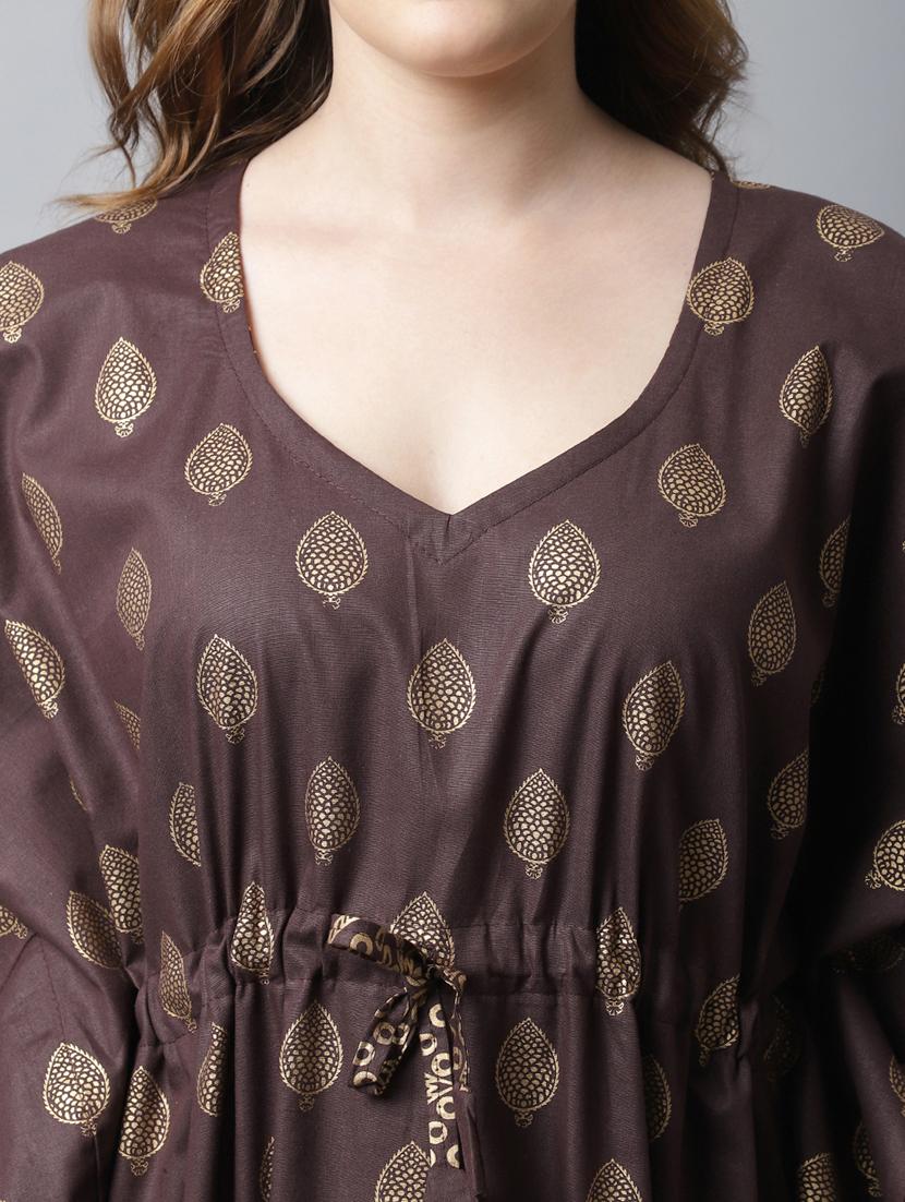 drawstring waist foil printed kaftan - 18629803 - Zoom Image - 5